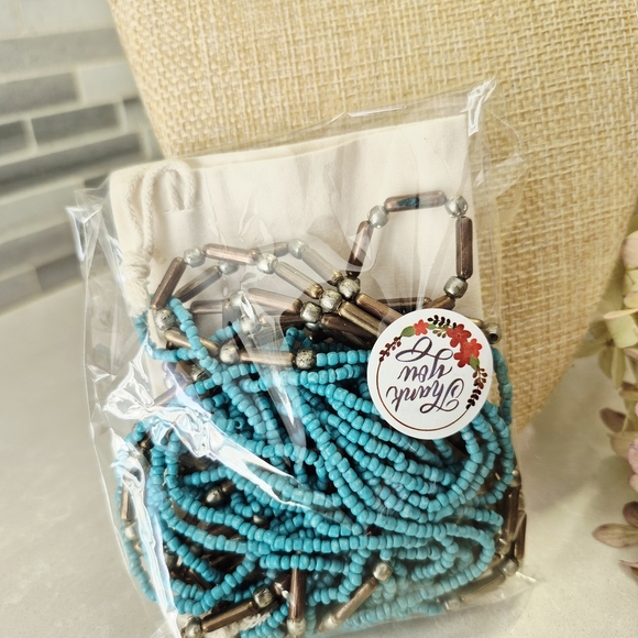 Turquoise and Brown Beaded Necklace - Picture 6 of 6